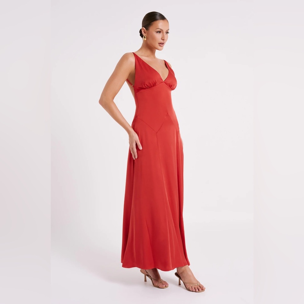 Meshki Red Backless Maxi Dress